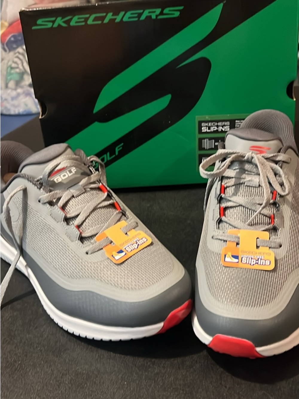Skechers men’s golf shoes size 10 1/2 Gray Sneakers with Red Accents